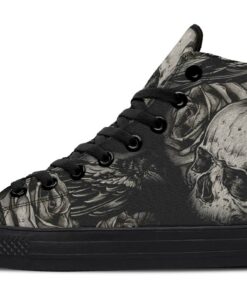 raven skull roses high top canvas shoes
