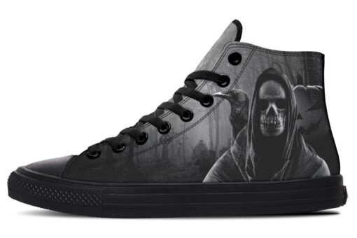 reaper pumpkin and raven high top canvas shoes