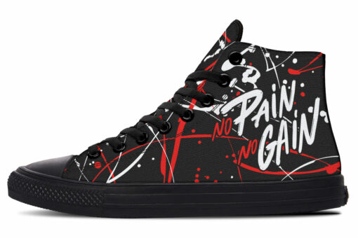 red and white no pain splash high top canvas shoes