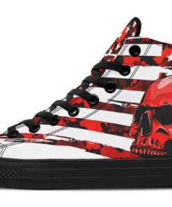 red black grunge skull flag high top canvas shoes