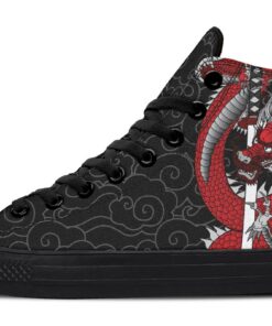 red dragon and katana high top canvas shoes