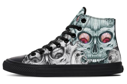 red eye wave skull high top canvas shoes