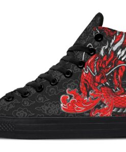 red fire dragon high top canvas shoes