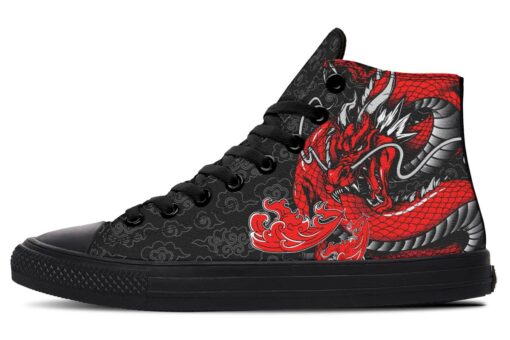 red fire dragon high top canvas shoes