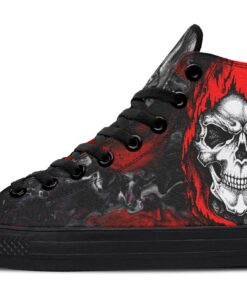red hoodie skull high top canvas shoes