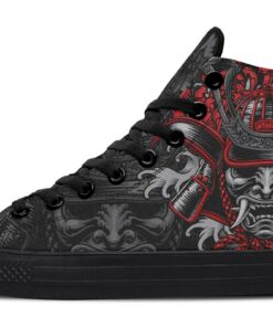 red japanese warrior high top canvas shoes
