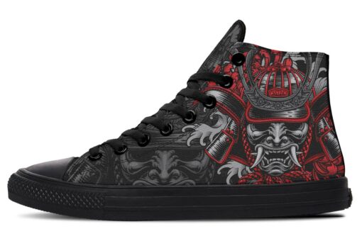 red japanese warrior high top canvas shoes