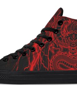 red lightning dragon high top canvas shoes