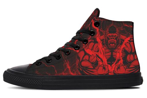 red lightning gorilla high top canvas shoes