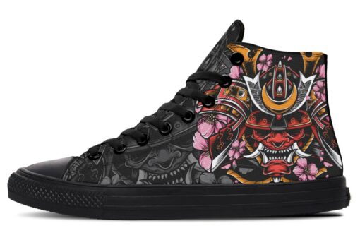 red mempo mask pink flowers high top canvas shoes