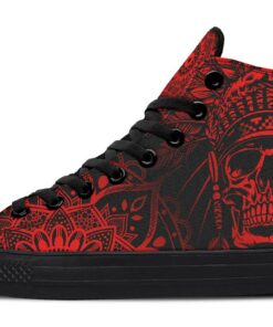 red native american skull high top canvas shoes