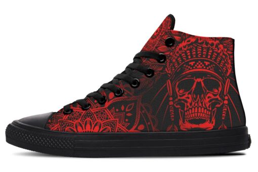 red native american skull high top canvas shoes