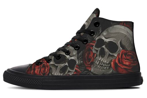 red roses death high top canvas shoes