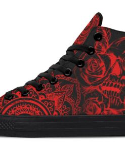 red skull mandala high top canvas shoes