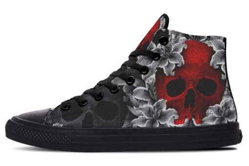 red skull tattoo high top canvas shoes