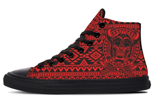 red skull viking axes high top canvas shoes