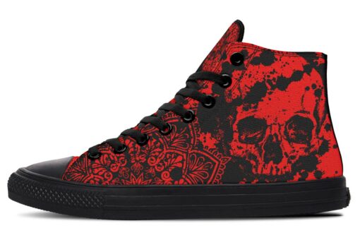 red splat skull high top canvas shoes