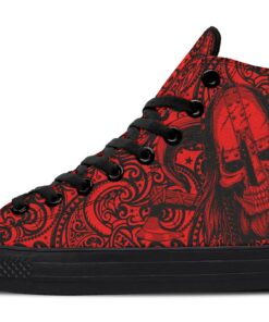 red viking warrior high top canvas shoes