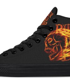ride or die skull flames high top canvas shoes