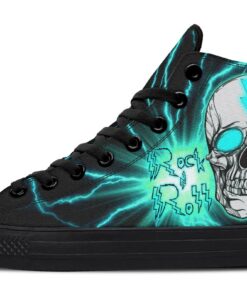 rock n roll lightning skull high top canvas shoes