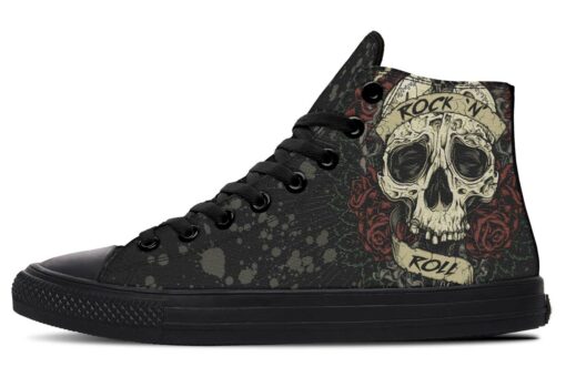 rock n roll skull high top canvas shoes