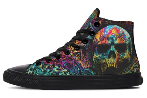 roll with colors skull high top canvas shoes