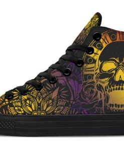 roman numbers clock skull high top canvas shoes