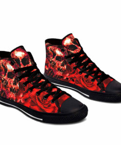 rose red skull high top shoes