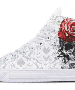 rose skull ace of spade high top canvas shoes