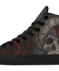 rose skull clock high top canvas shoes