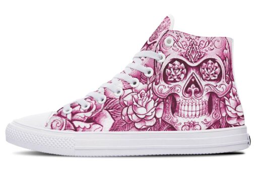 roses and sugar skull high top canvas shoes