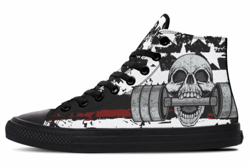 rough flag skull high top canvas shoes