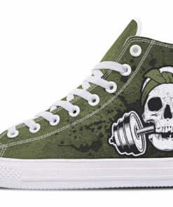 rusty olive skull splats high top canvas shoes