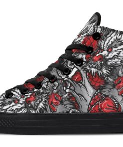 samurai and dragon high top canvas shoes