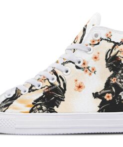 samurai and orange flowers high top canvas shoes
