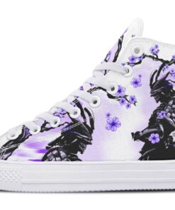 samurai and violet flowers high top canvas shoes