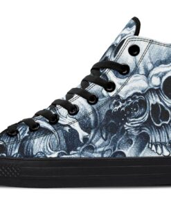 sea wave and skull high top canvas shoes