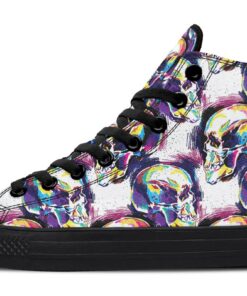 seamless skull pattern high top canvas shoes