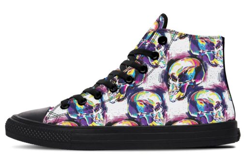 seamless skull pattern high top canvas shoes