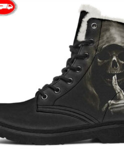 silence grim reaper faux fur leather boots 1
