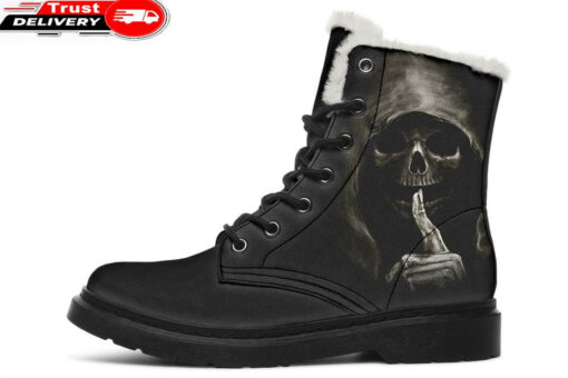 silence grim reaper faux fur leather boots 1