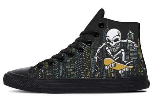 skater skull high top canvas shoes