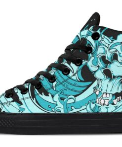 skeleton in the waves high top canvas shoes