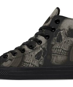 skull and barbell tattoo high top canvas shoes