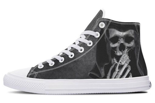 skull and dice high top canvas shoes