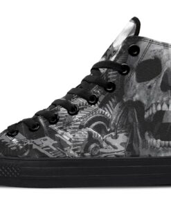 skull and gears high top canvas shoes