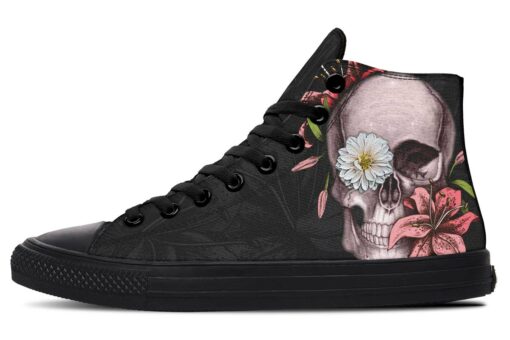 skull and lily high top canvas shoes
