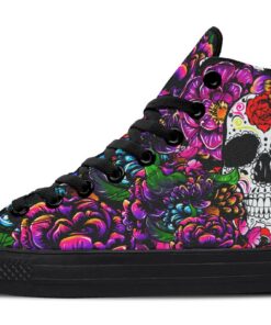 skull and mandala party high top canvas shoes