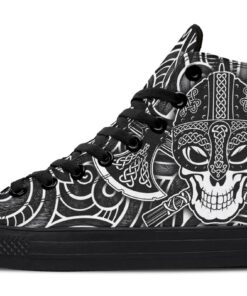 skull and viking axes high top canvas shoes