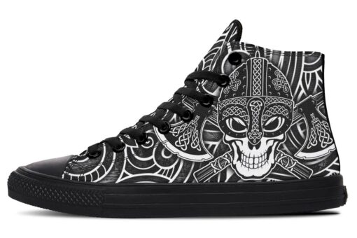 skull and viking axes high top canvas shoes
